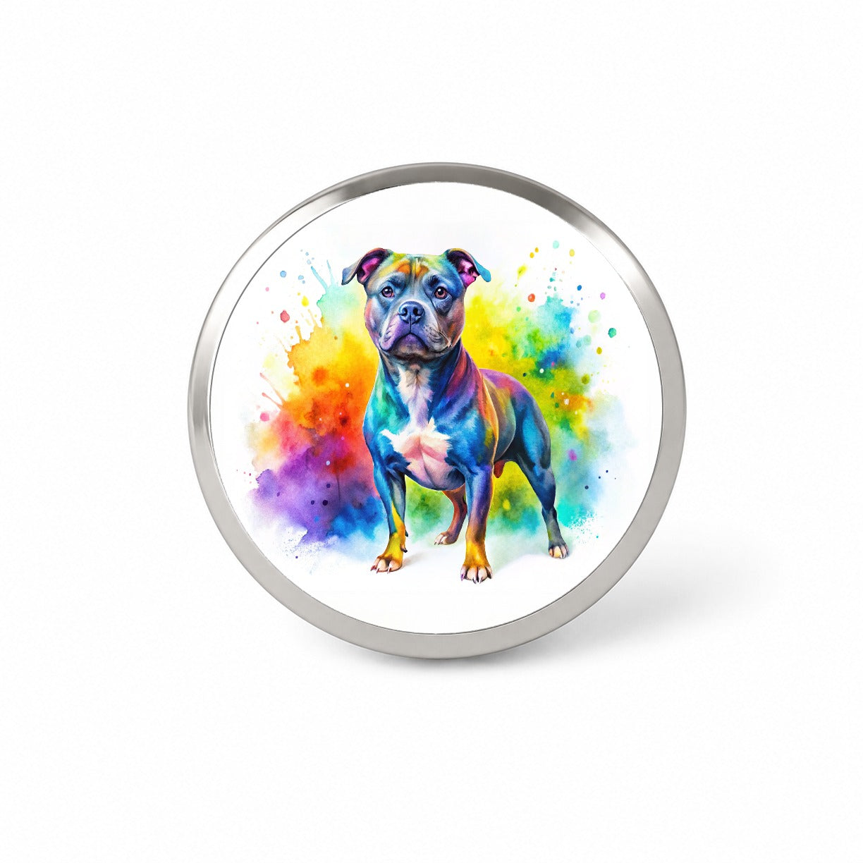 Staffordshire Bull Terrier Staffy Dog Watercolor Style Novelty Hat Backpack Lapel Pin
