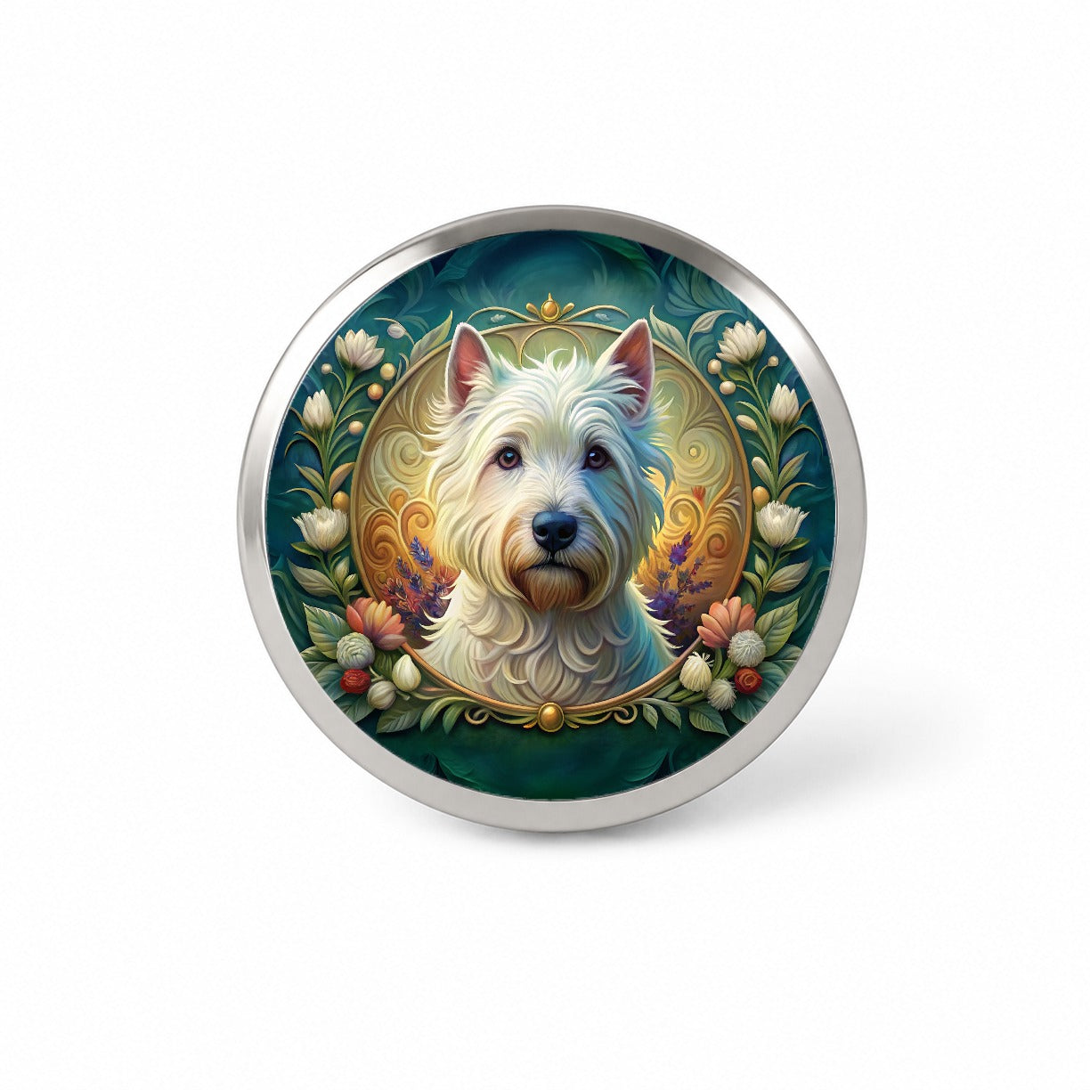 West Highland White Terrier Westie Dog Art Nouveau Novelty Hat Backpack Lapel Pin