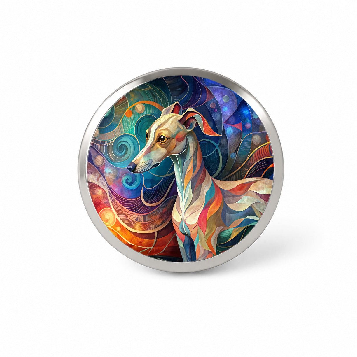 Whippet Dog Abstract Stylized Art Novelty Hat Backpack Lapel Pin