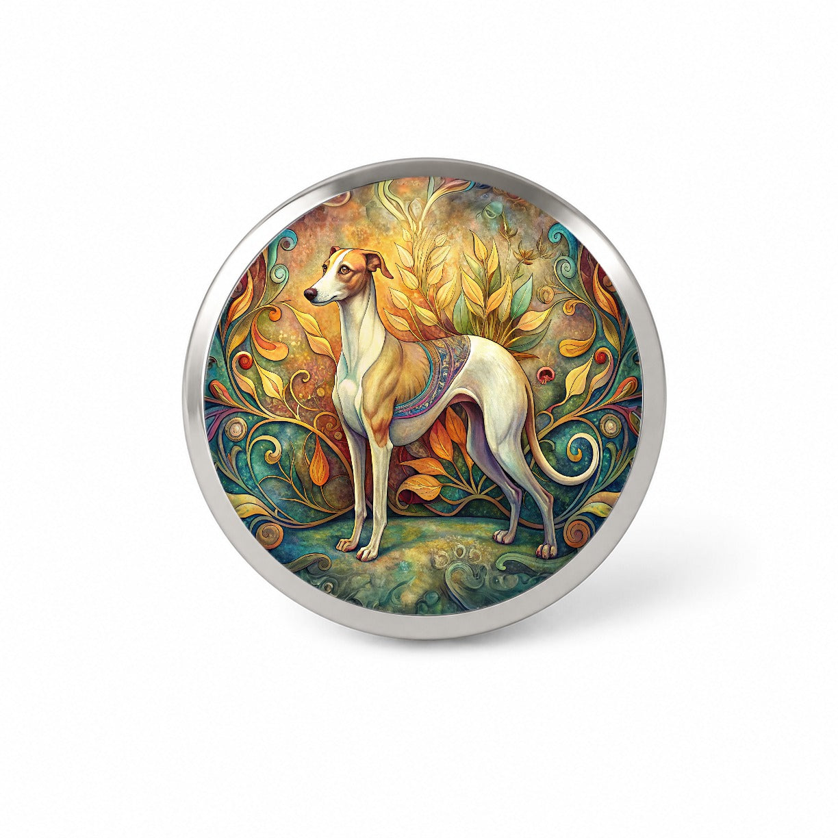 Whippet Dog Art Nouveau Novelty Hat Backpack Lapel Pin