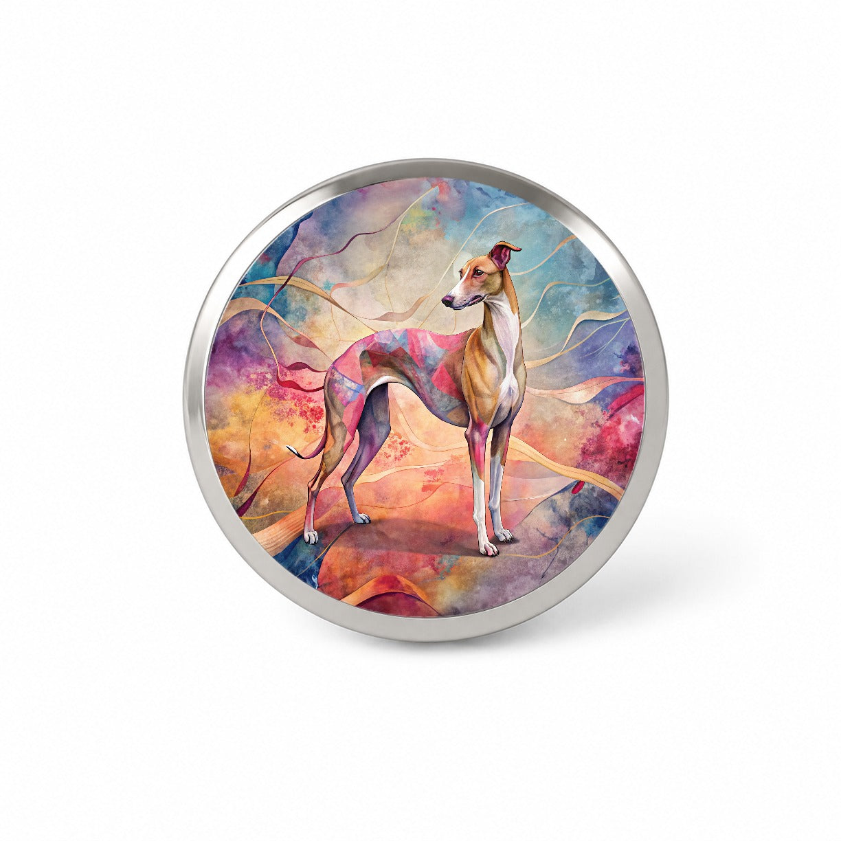 Whippet Dog Contemporary Art Novelty Hat Backpack Lapel Pin