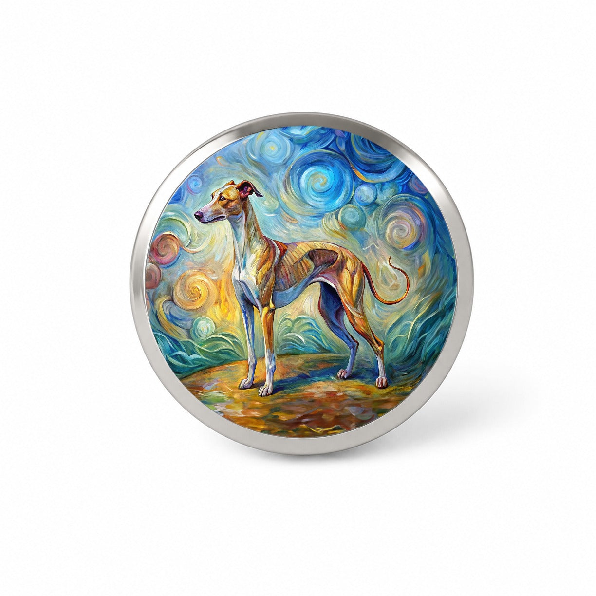 Whippet Dog Expressionism Art Novelty Hat Backpack Lapel Pin