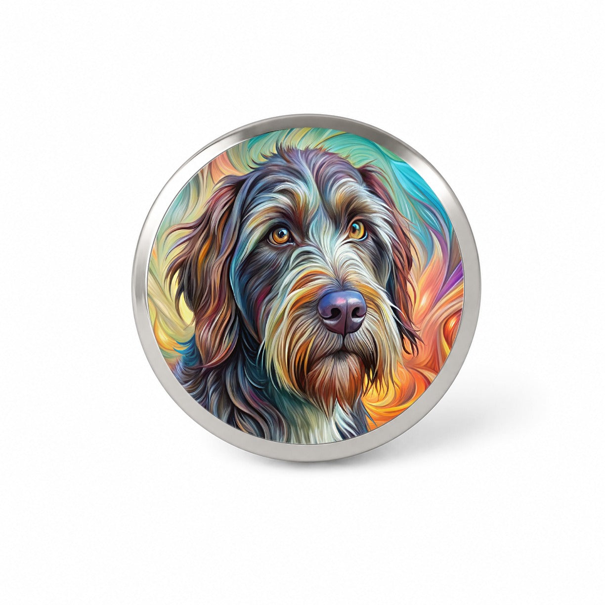 Wirehaired Pointing Griffon Dog Abstract Art Novelty Hat Backpack Lapel Pin