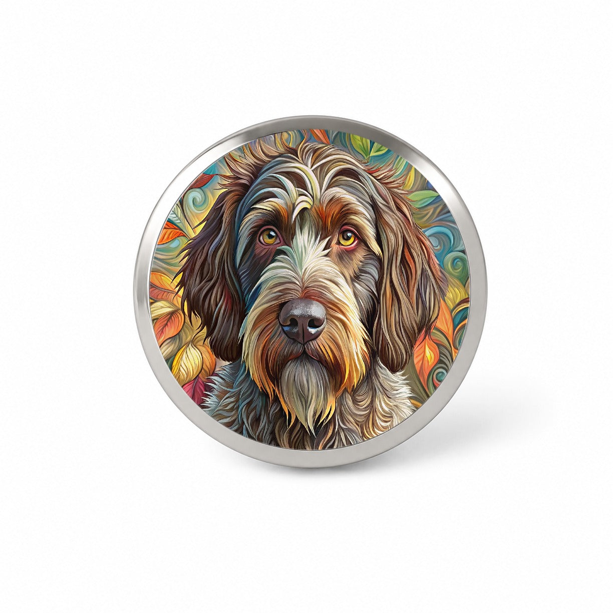 Wirehaired Pointing Griffon Dog Bohemian Art Novelty Hat Backpack Lapel Pin