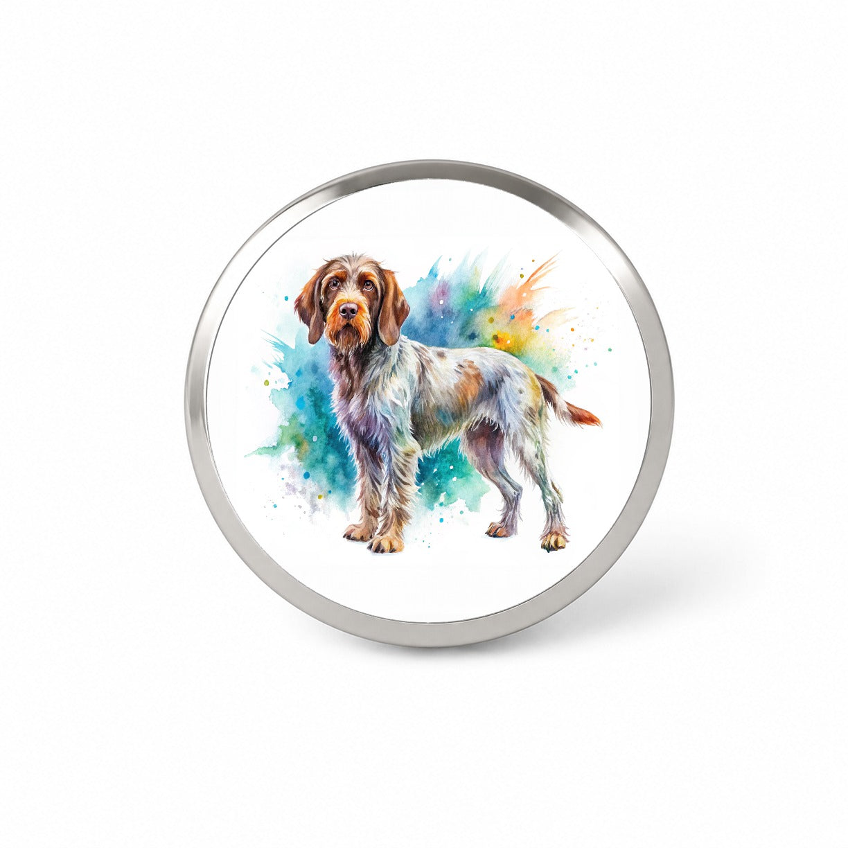 Wirehaired Pointing Griffon Dog Watercolor Style Novelty Hat Backpack Lapel Pin