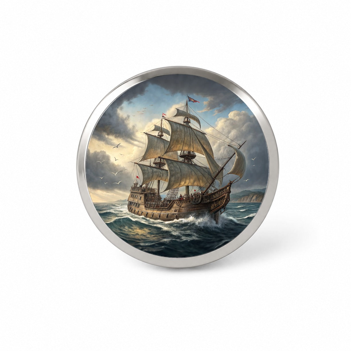 18th Century Privateer Sailing Ship At Sea Age of Sail Novelty Hat Backpack Lapel Pin