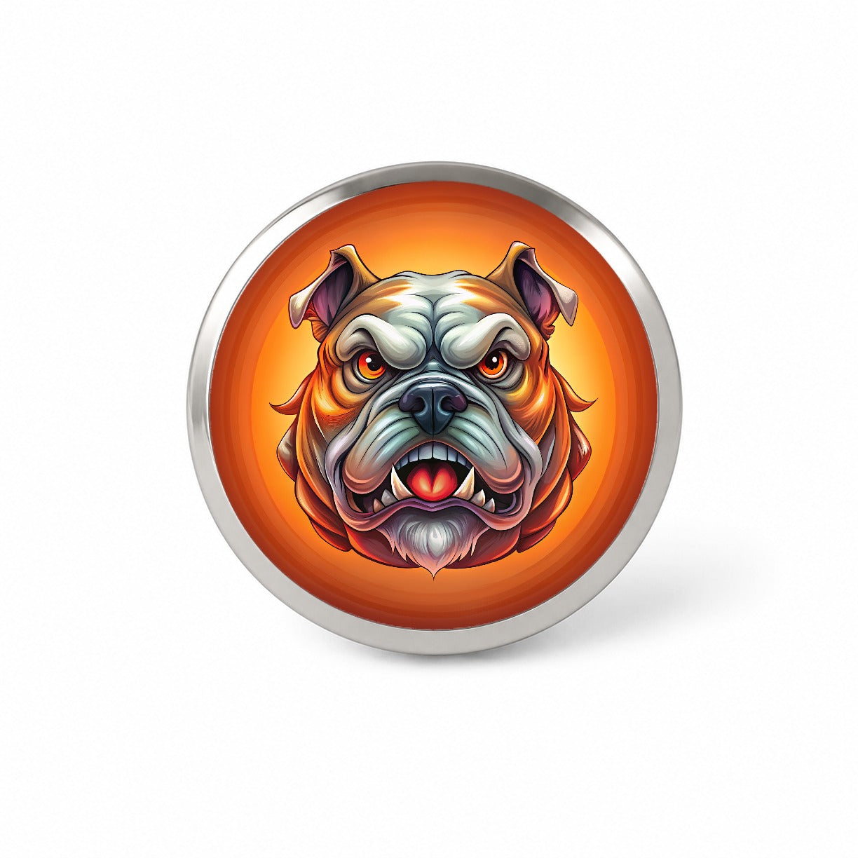 Angry Bulldog Cartoon Face Novelty Hat Backpack Lapel Pin