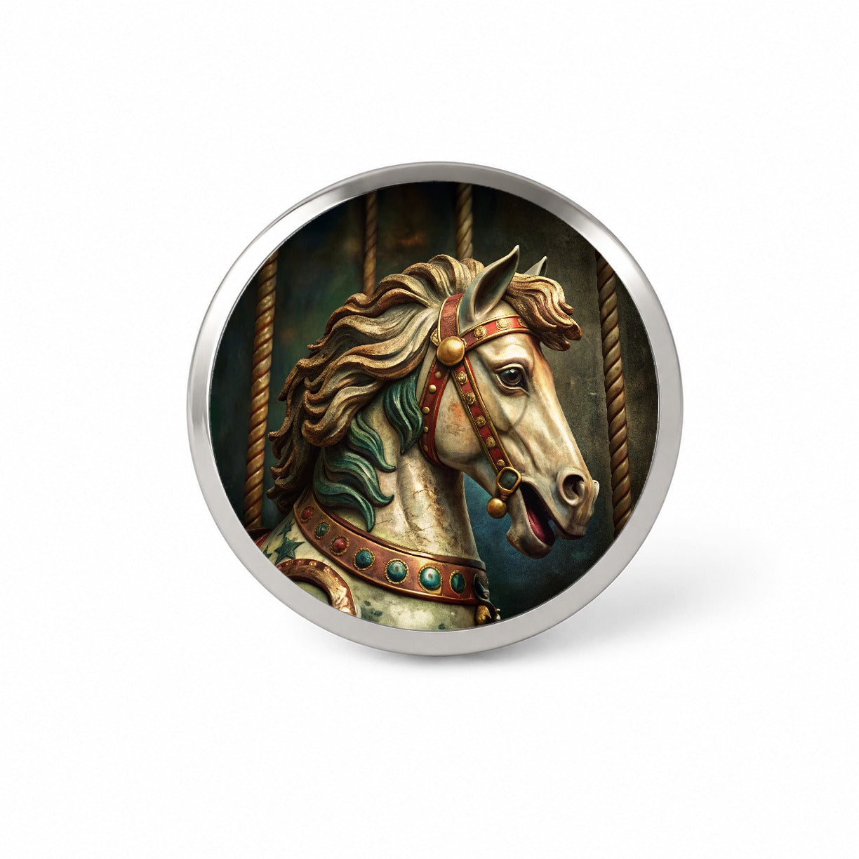 Carousel Horse Close-up Novelty Hat Backpack Lapel Pin