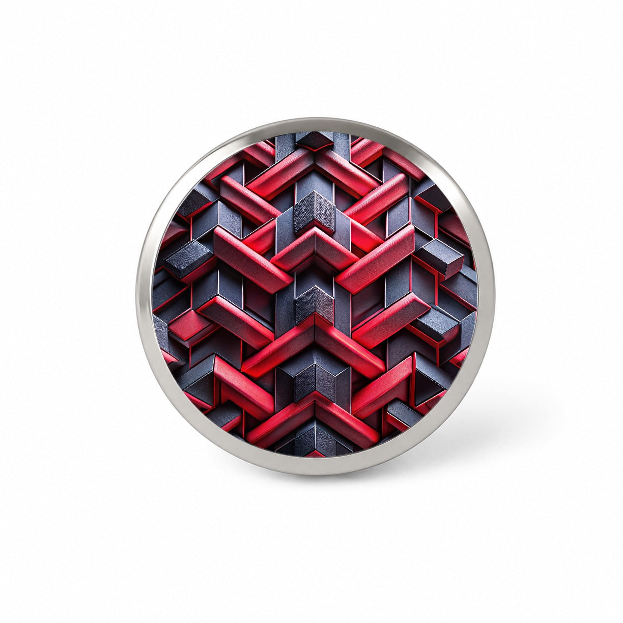 Chunky Angular Black And Red Design Pattern Novelty Hat Backpack Lapel Pin