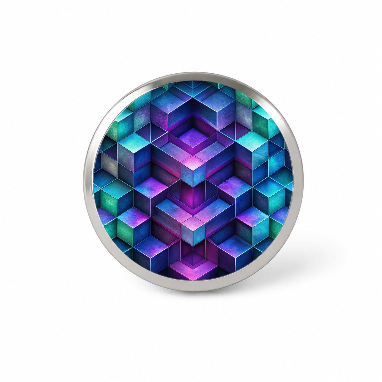 Chunky Angular Blue Purple Green Design Pattern Novelty Hat Backpack Lapel Pin