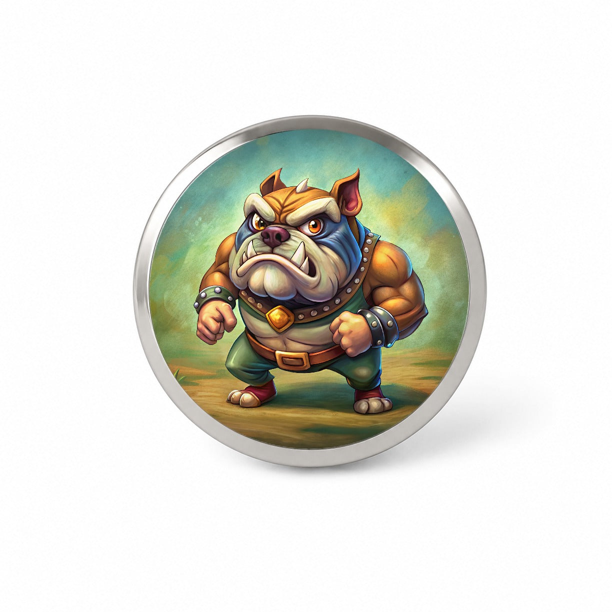 Fighting Bulldog Cartoon Novelty Hat Backpack Lapel Pin