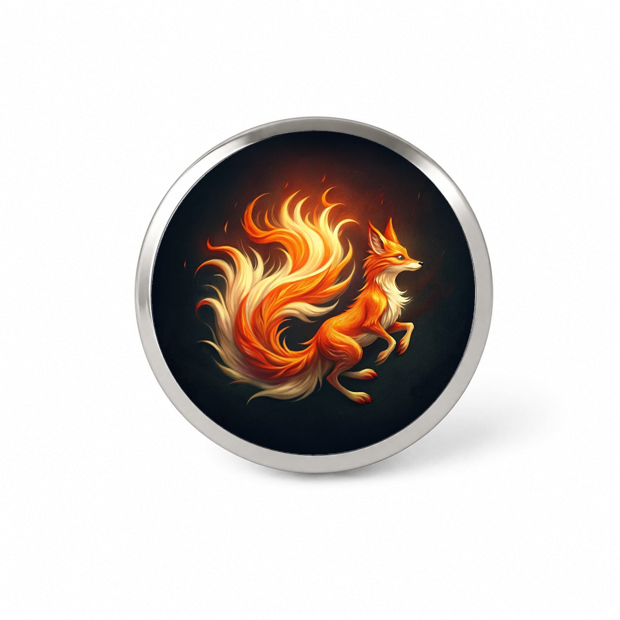 Flaming Fox Fire Kitsune Novelty Hat Backpack Lapel Pin