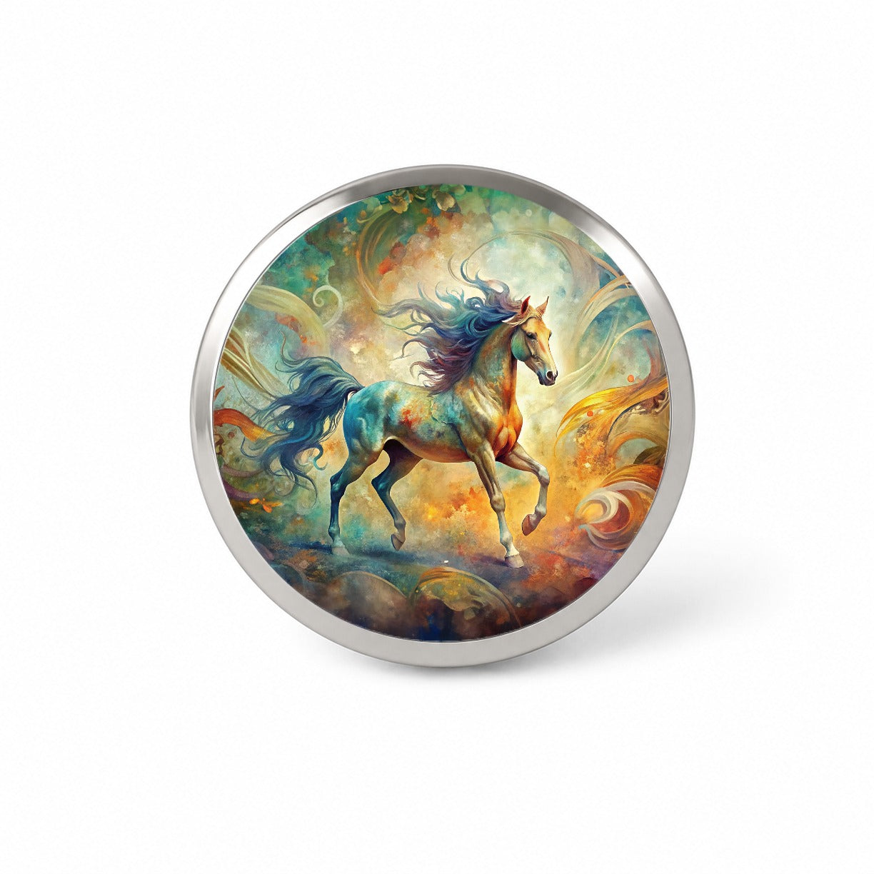 Galloping Horse Abstract Art Novelty Hat Backpack Lapel Pin