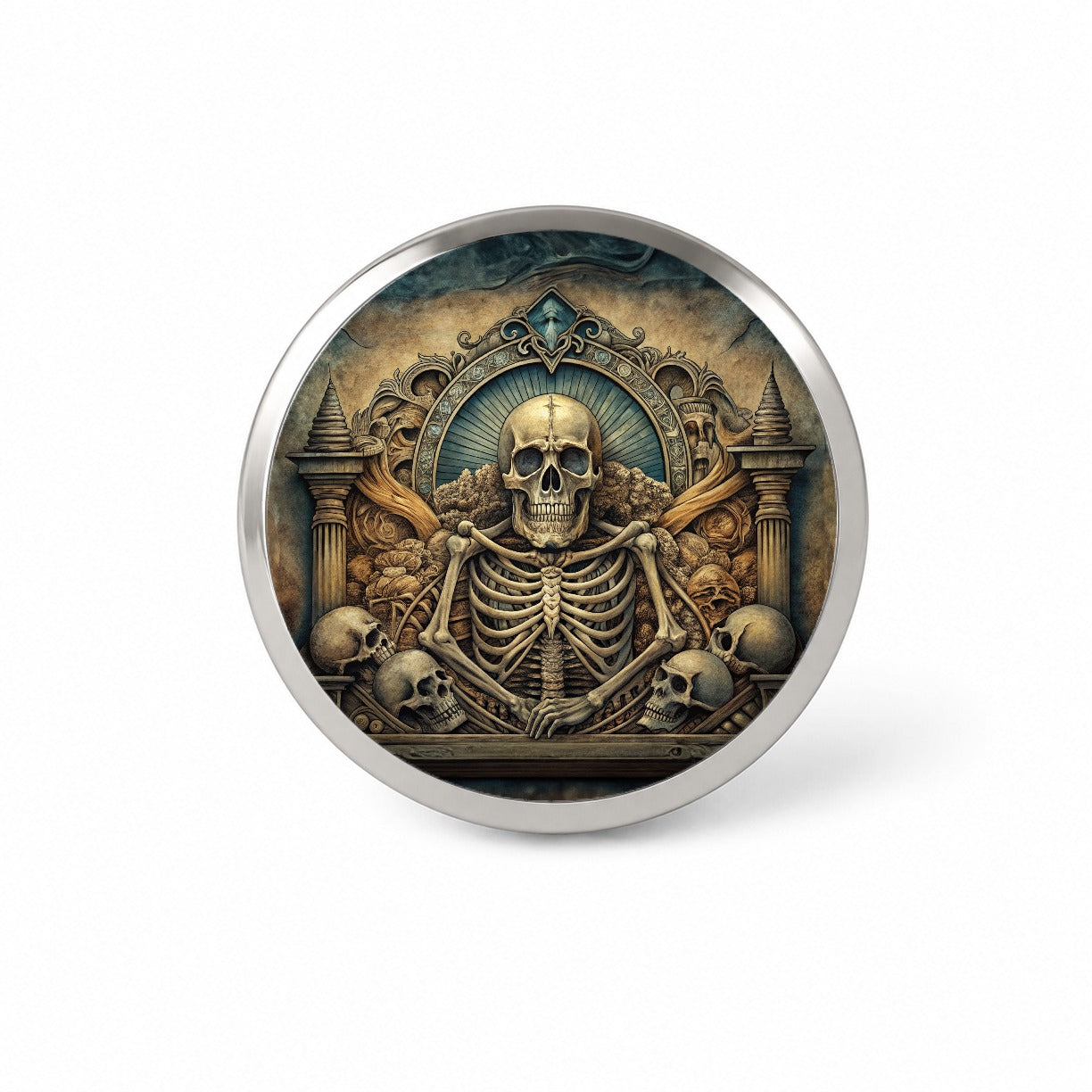 Gothic Ancient Skull Skeleton Bones Illustration Novelty Hat Backpack Lapel Pin