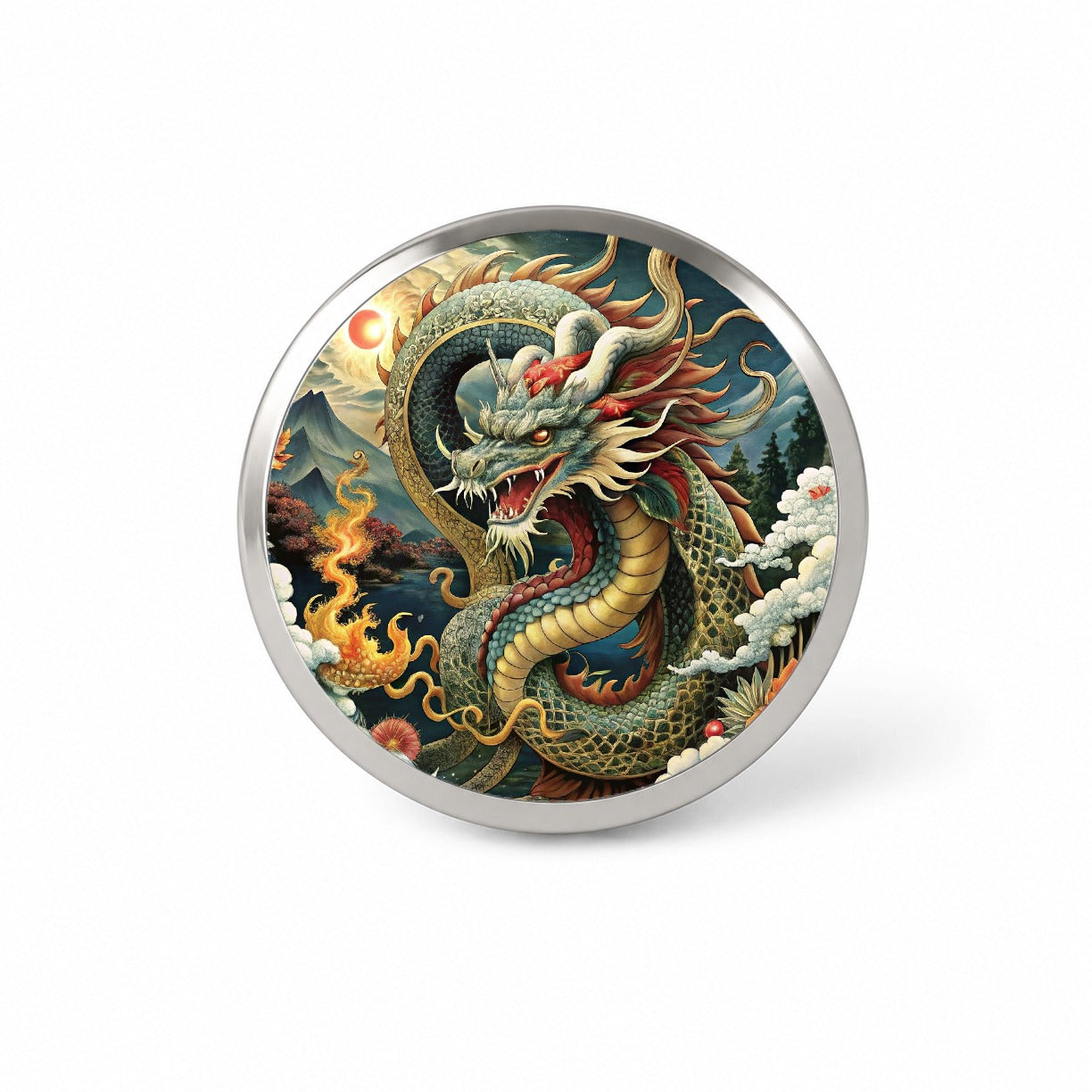 Japanese Asian Dragon Serpent Spirit Art Novelty Hat Backpack Lapel Pin
