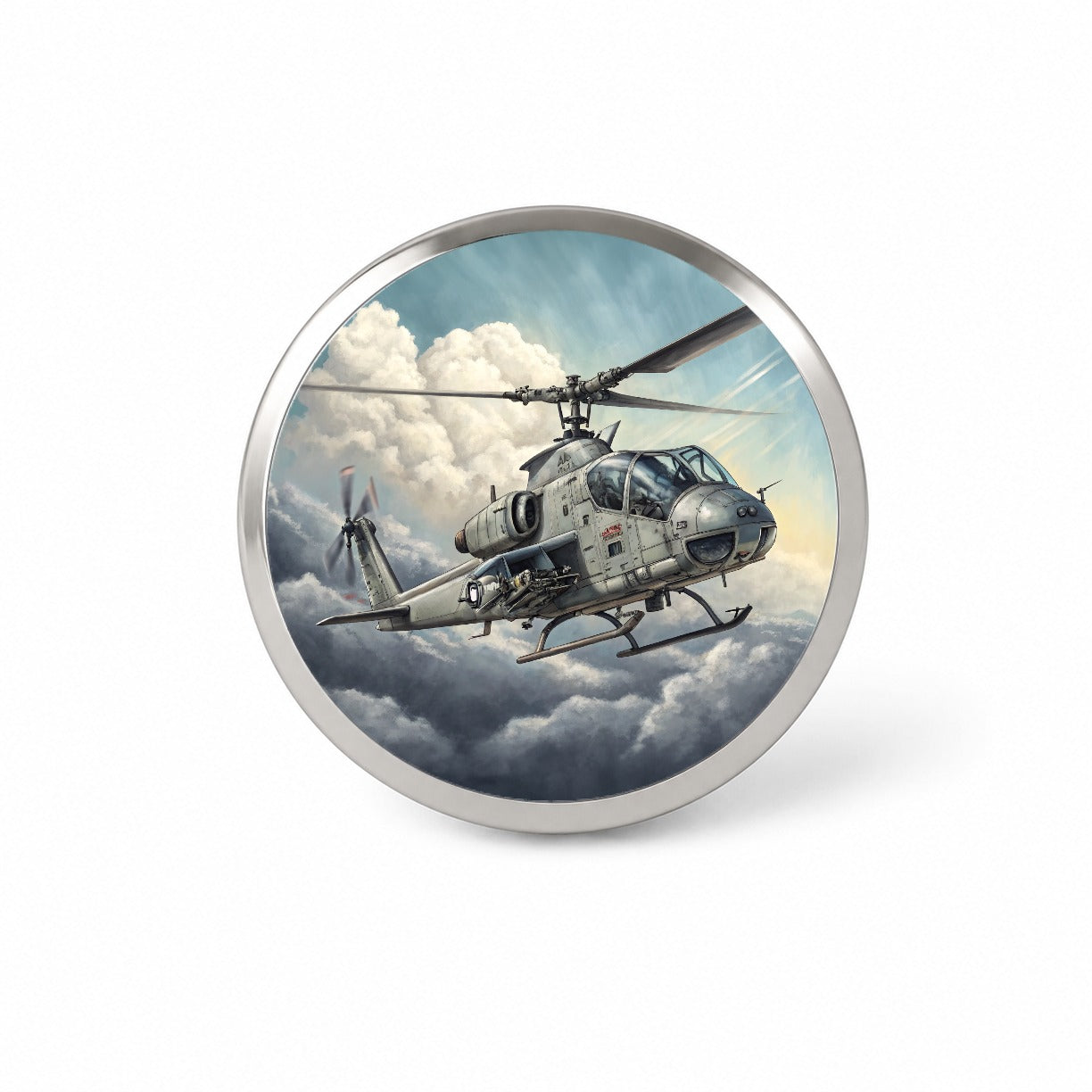 Military Attack Helicopter In Flight Novelty Hat Backpack Lapel Pin