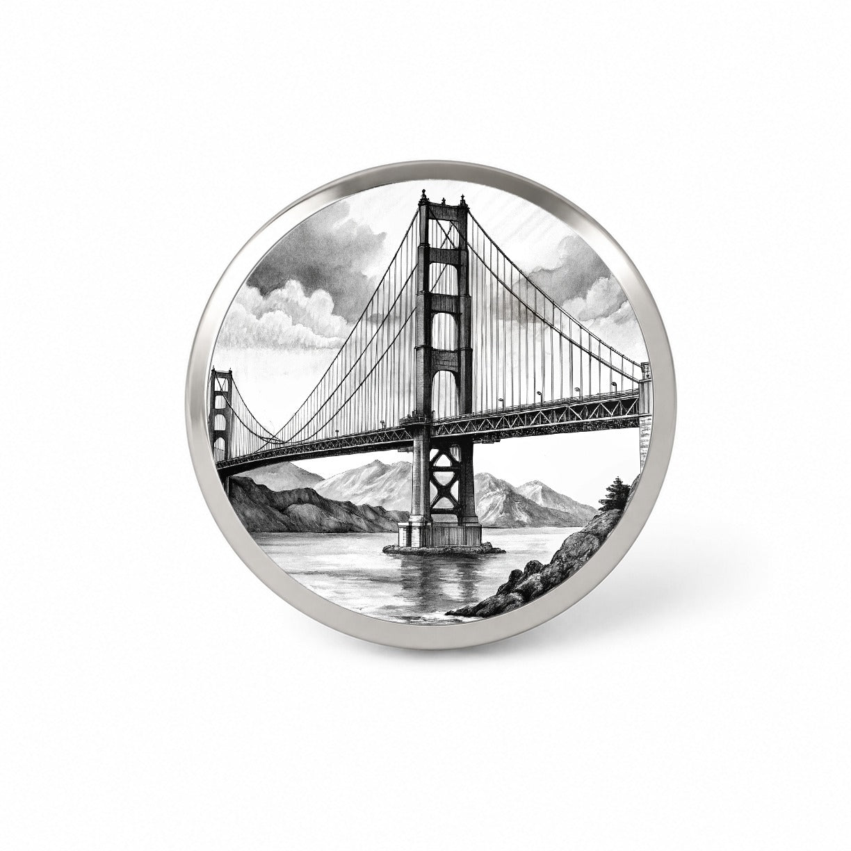 Sketch Of Golden Gate Bridge San Francisco California Novelty Hat Backpack Lapel Pin