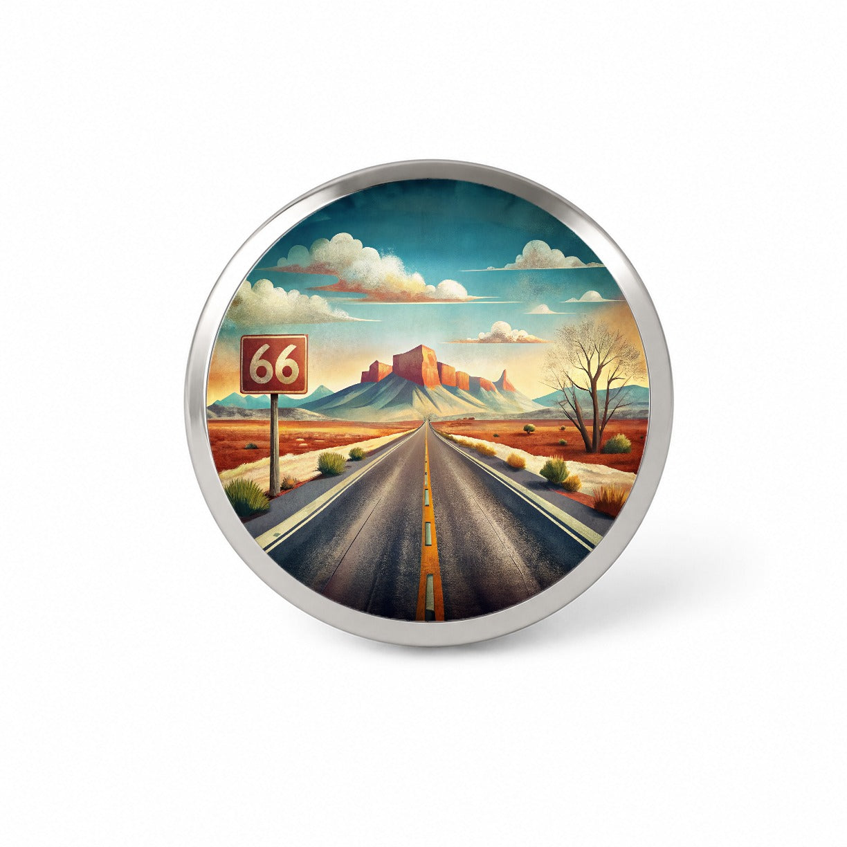Southwest Highway Route 66 Art Novelty Hat Backpack Lapel Pin