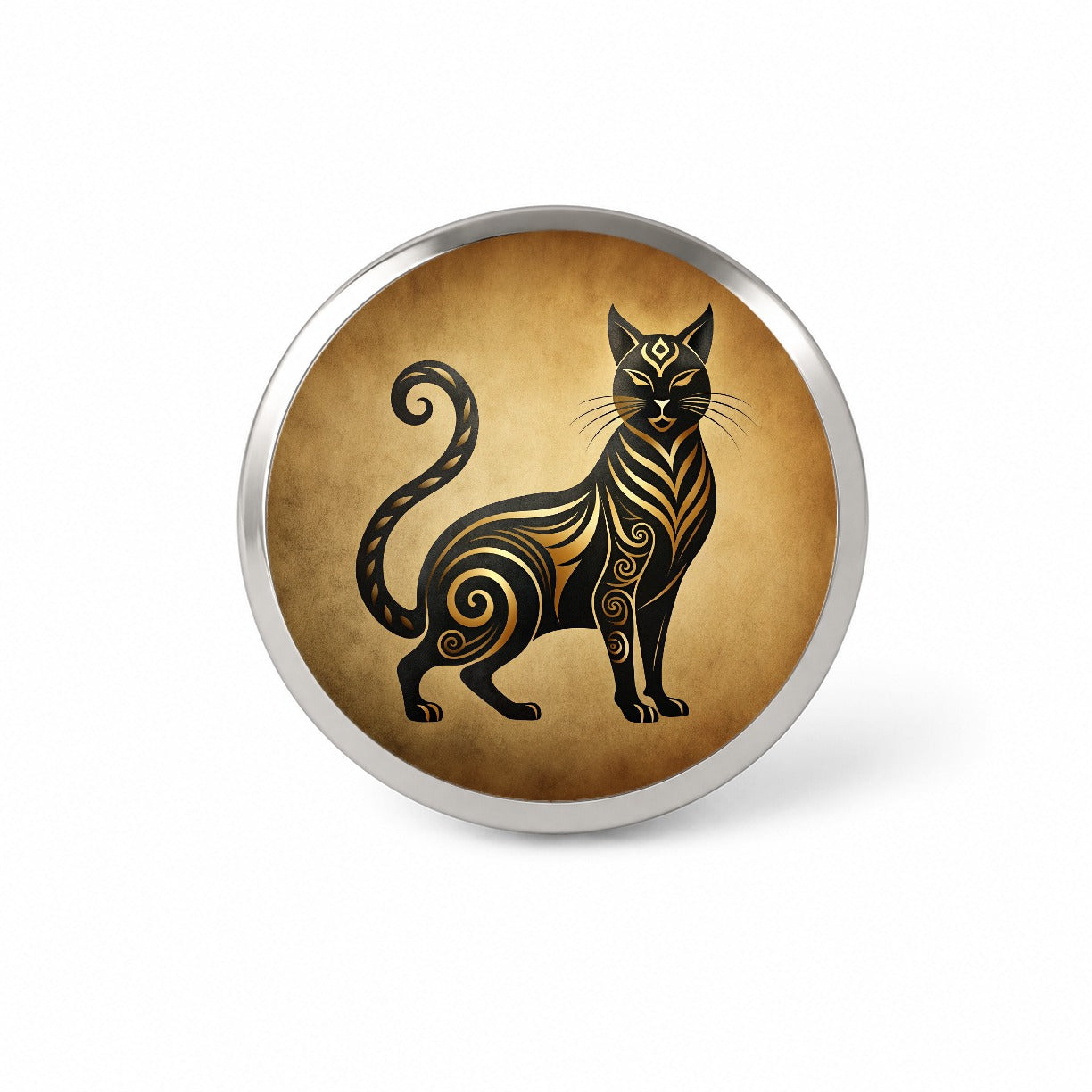 Stylized Black Cat Design Novelty Hat Backpack Lapel Pin