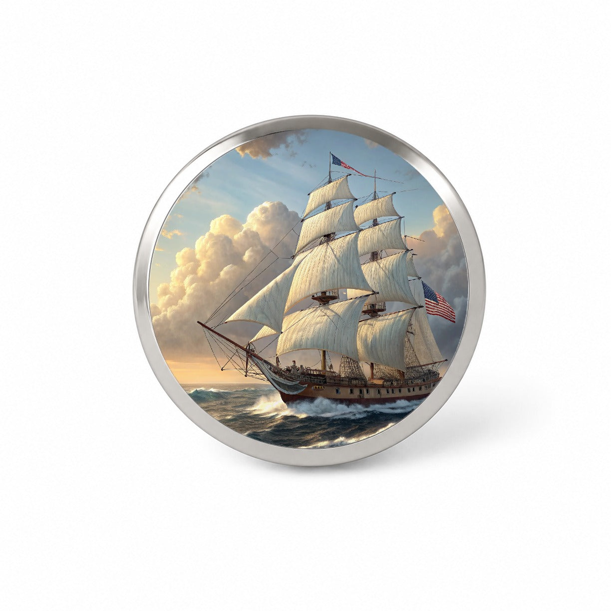 US Navy Frigate 18th Century Sailing Ship At Sea Novelty Hat Backpack Lapel Pin