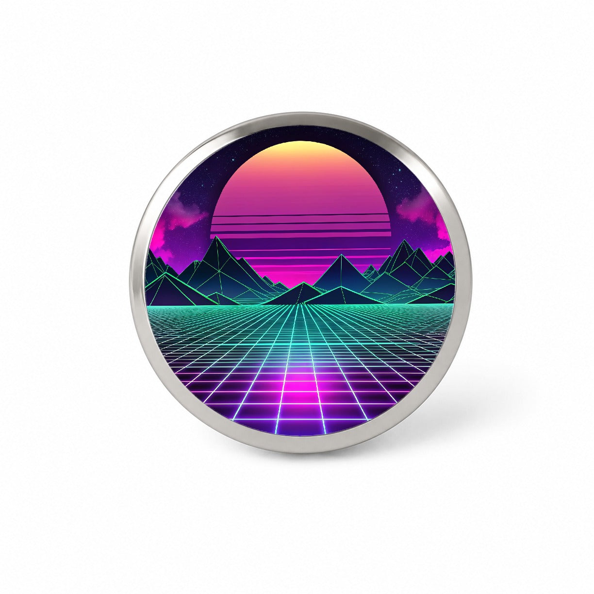 Vaporwave Retro Vector Vivid Landscape Novelty Hat Backpack Lapel Pin
