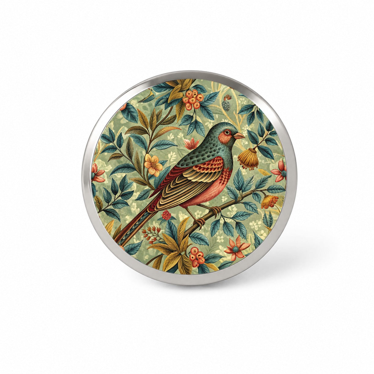 Vintage Retro Bird Floral Design Novelty Hat Backpack Lapel Pin