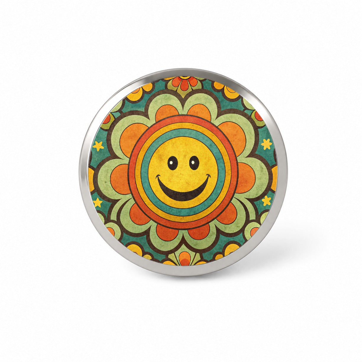 Vintage Retro Hippie Smile Pattern Design Novelty Hat Backpack Lapel Pin