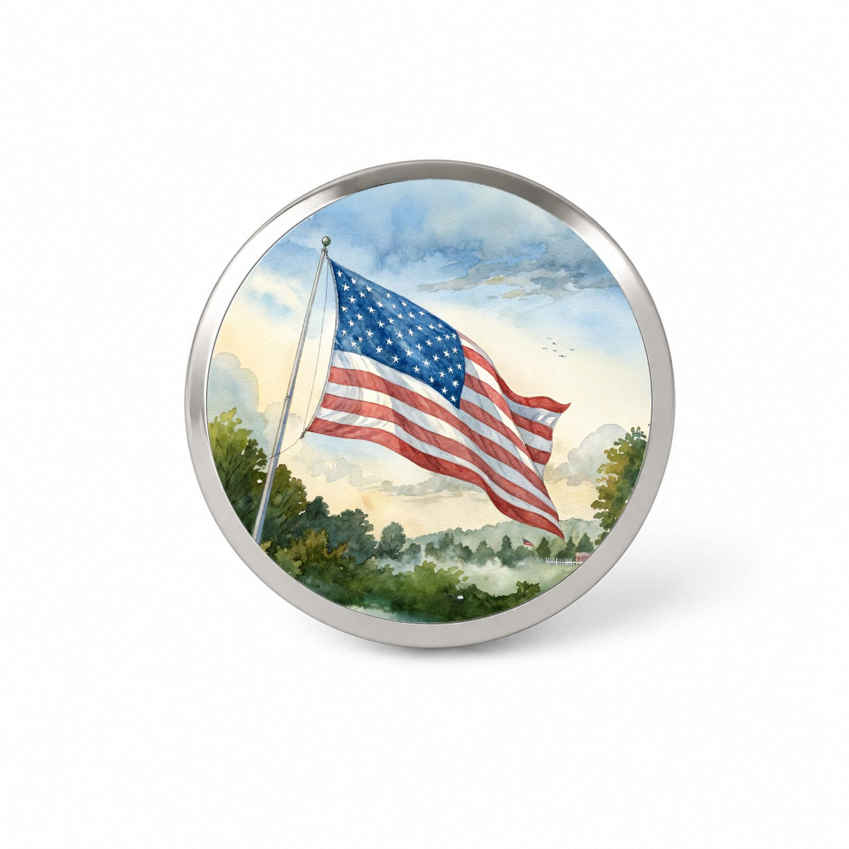 American Flag Waving Watercolor USA United States Novelty Hat Backpack Lapel Pin