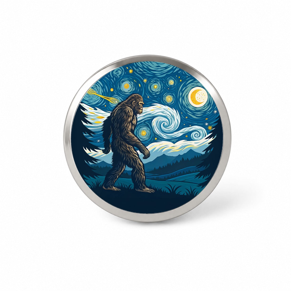 Big Foot Van Gogh Starry Night Novelty Hat Backpack Lapel Pin