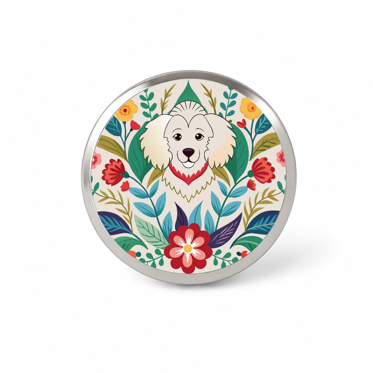 Cavachon Floral Motif Dog Novelty Hat Backpack Lapel Pin