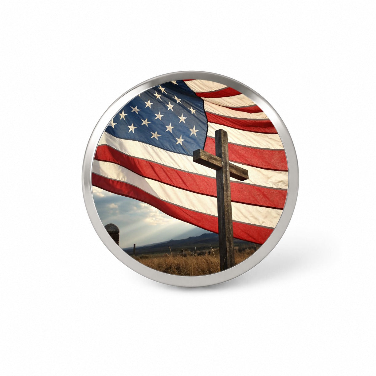 Cross Over American Flag USA United States Novelty Hat Backpack Lapel Pin