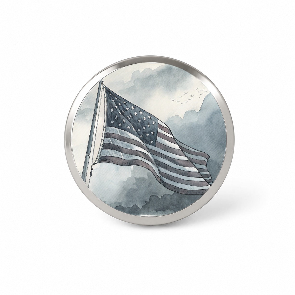 Gray American Flag Watercolor USA United States Novelty Hat Backpack Lapel Pin