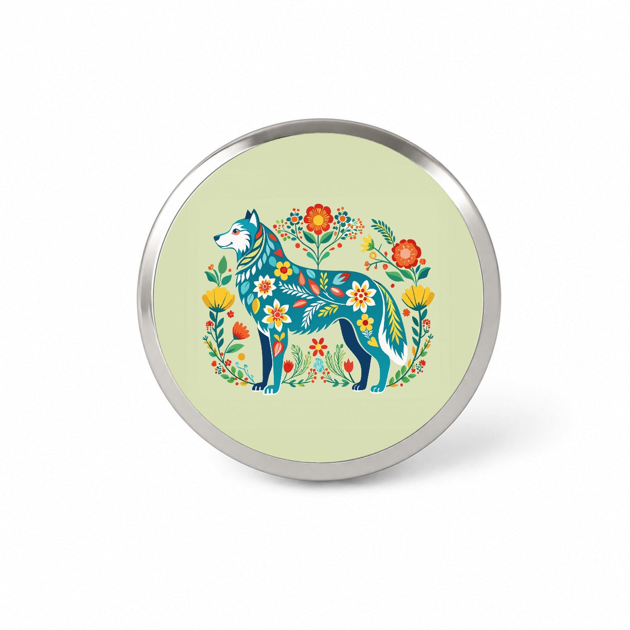 Siberian Retriever Floral Motif Beautiful Dog Novelty Hat Backpack Lapel Pin