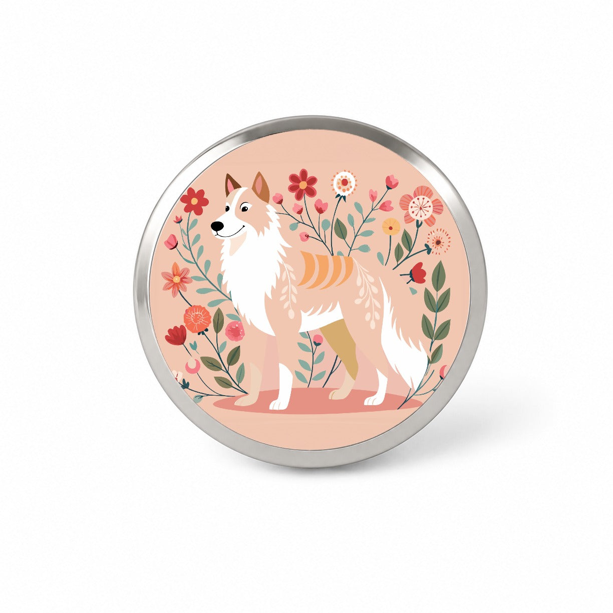 Siberian Retriever Floral Motif Dog Cute Novelty Hat Backpack Lapel Pin