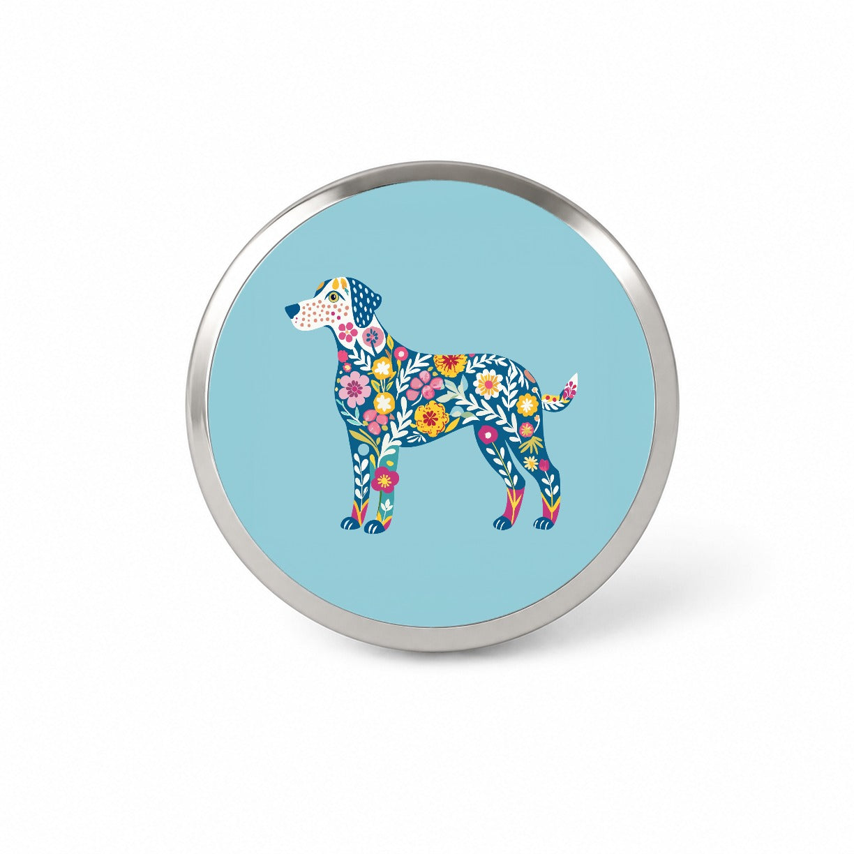Weimador Floral Motif Blue Dog Novelty Hat Backpack Lapel Pin