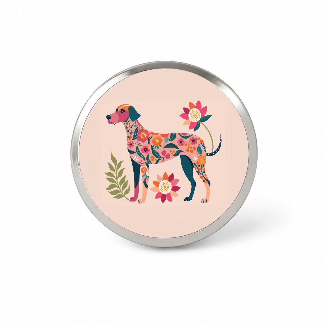 Weimador Floral Motif Cute Dog Novelty Hat Backpack Lapel Pin