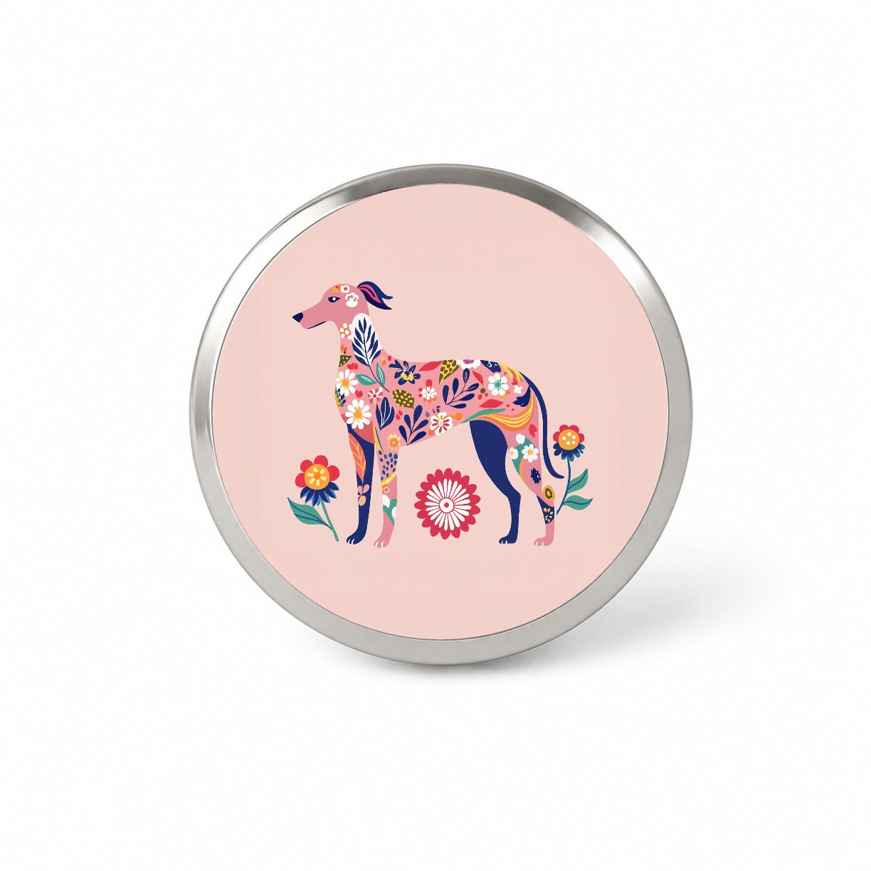 Weimador Floral Motif Light Pink Dog Novelty Hat Backpack Lapel Pin