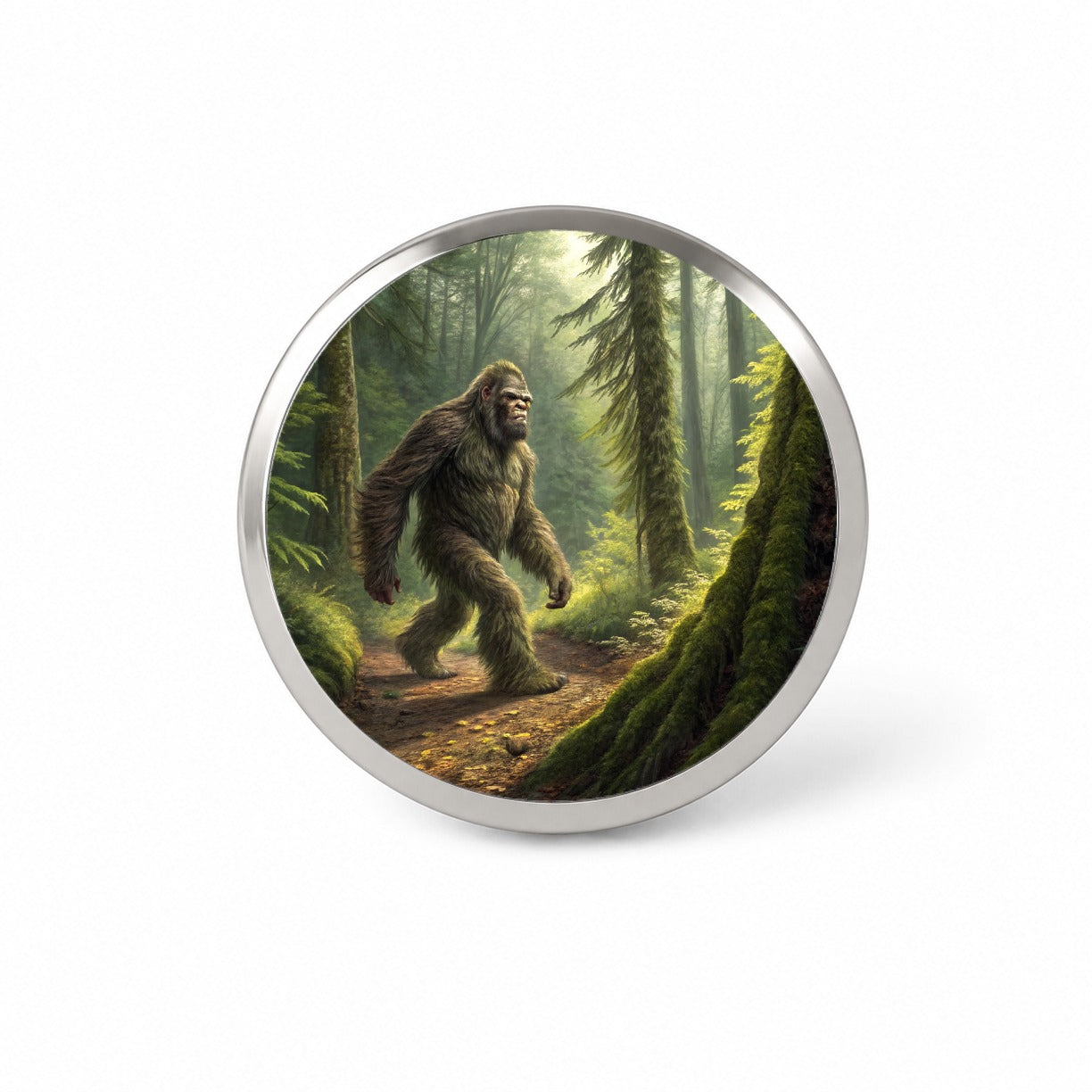 Bigfoot Hiking In Forest Novelty Hat Backpack Lapel Pin