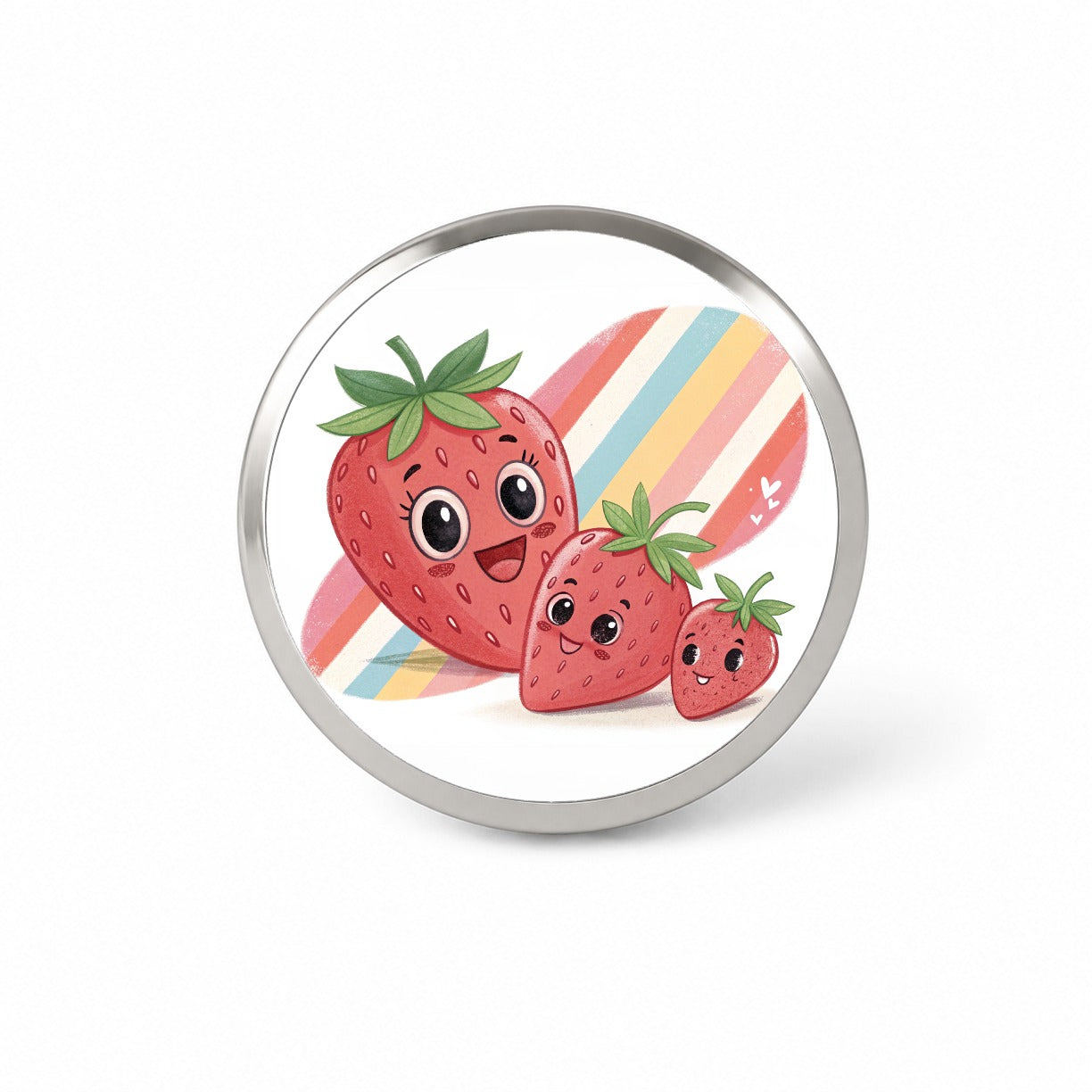 Kawaii Strawberries Diagonal Stripes Novelty Hat Backpack Lapel Pin