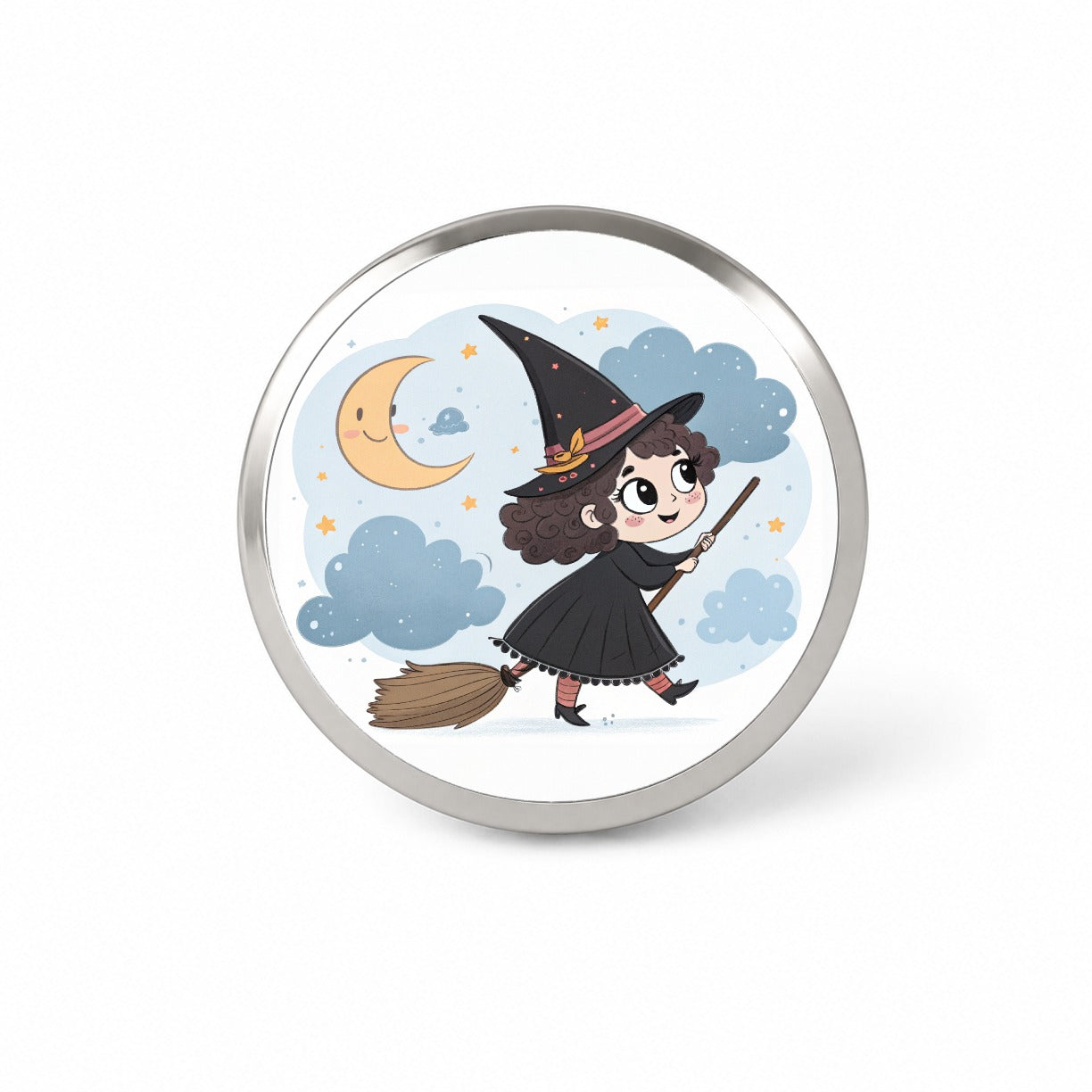 Kawaii Witch Broom Halloween Novelty Hat Backpack Lapel Pin