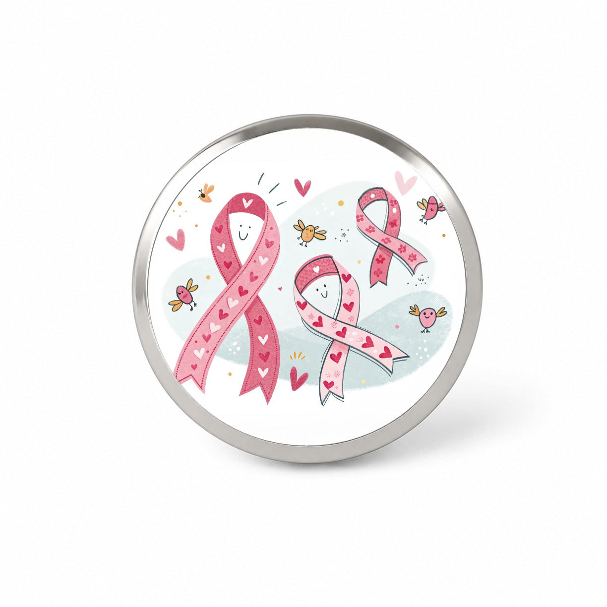 Pink Cancer Awareness Ribbons Novelty Hat Backpack Lapel Pin