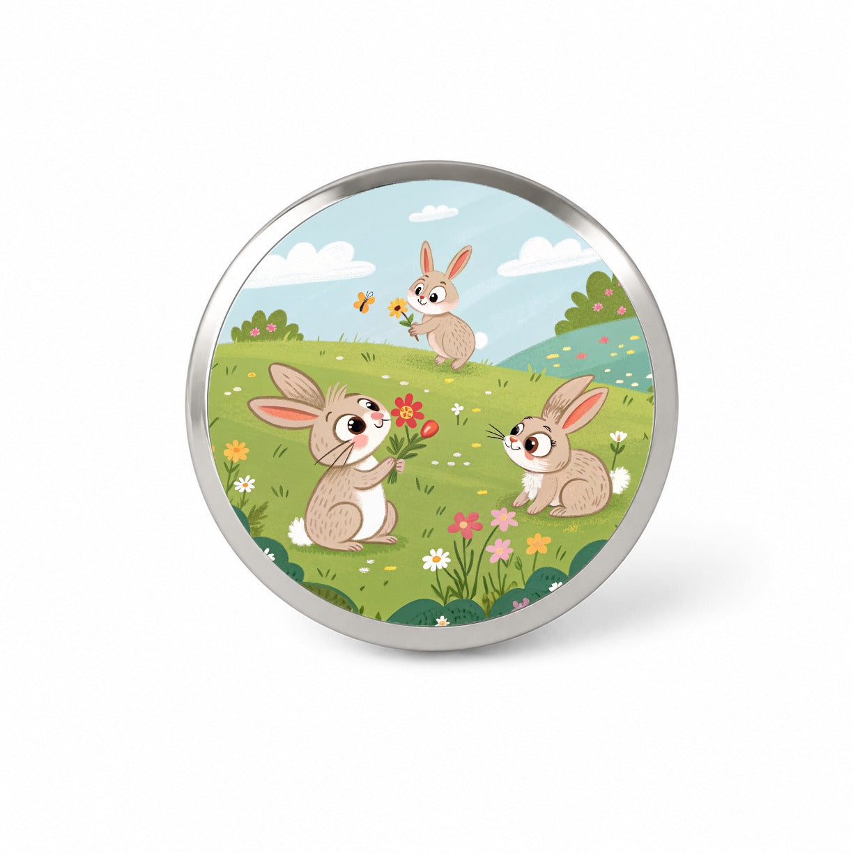 Scattered Cute Rabbits Bunnies Easter Novelty Hat Backpack Lapel Pin