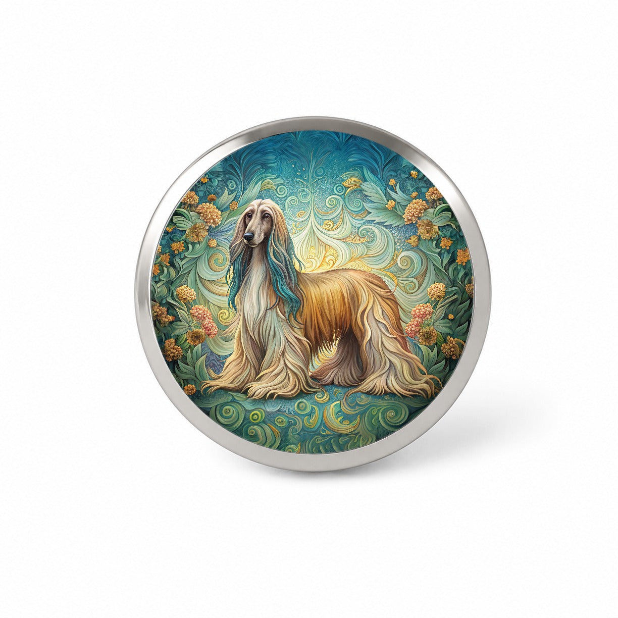 Afghan Hound Dog Art Nouveau Novelty Hat Backpack Lapel Pin