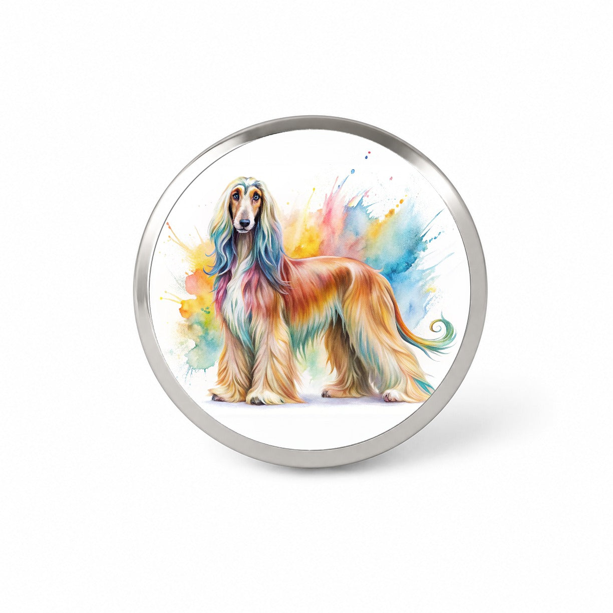 Afghan Hound Dog Watercolor Style Novelty Hat Backpack Lapel Pin