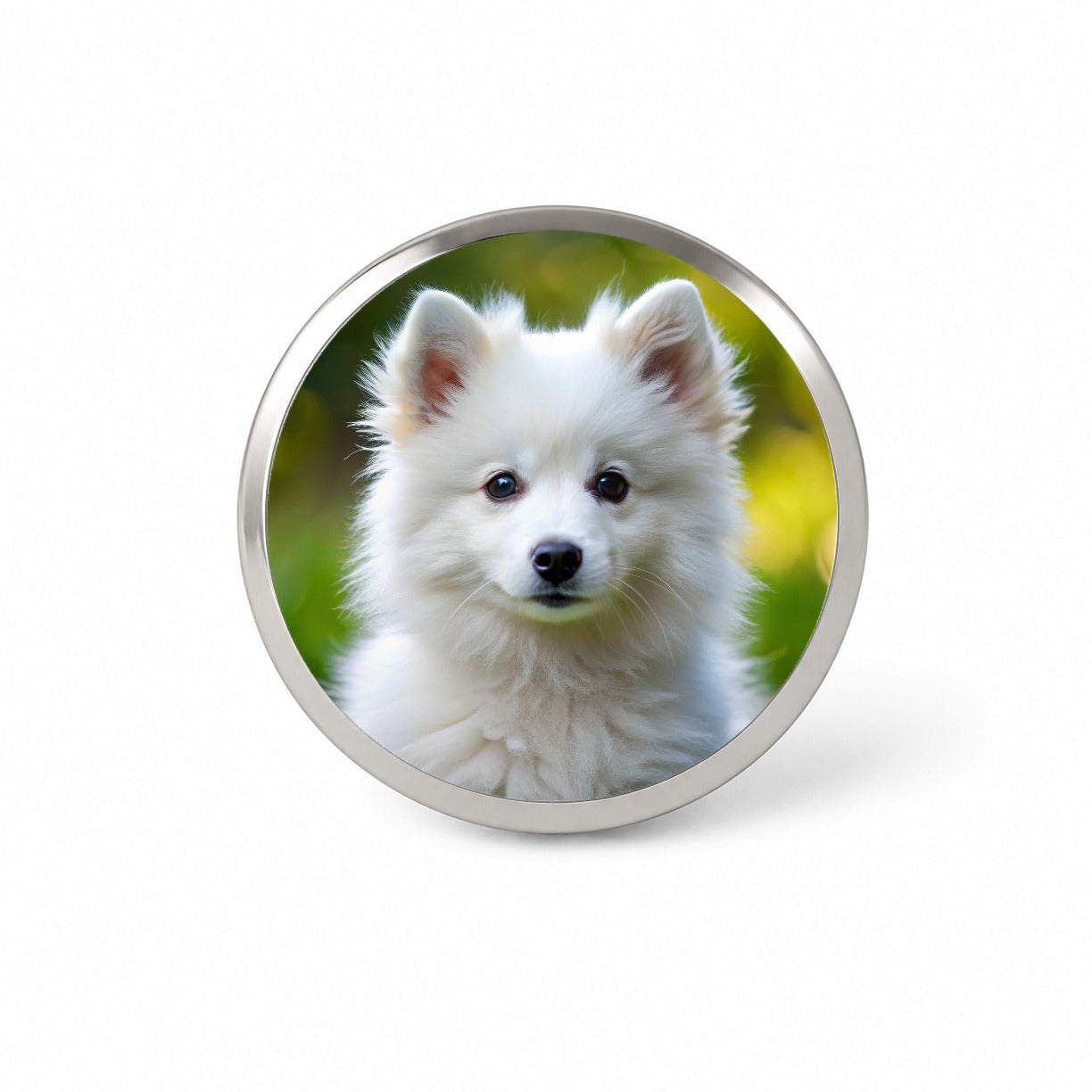 American Eskimo Dog Puppy Photo Novelty Hat Backpack Lapel Pin