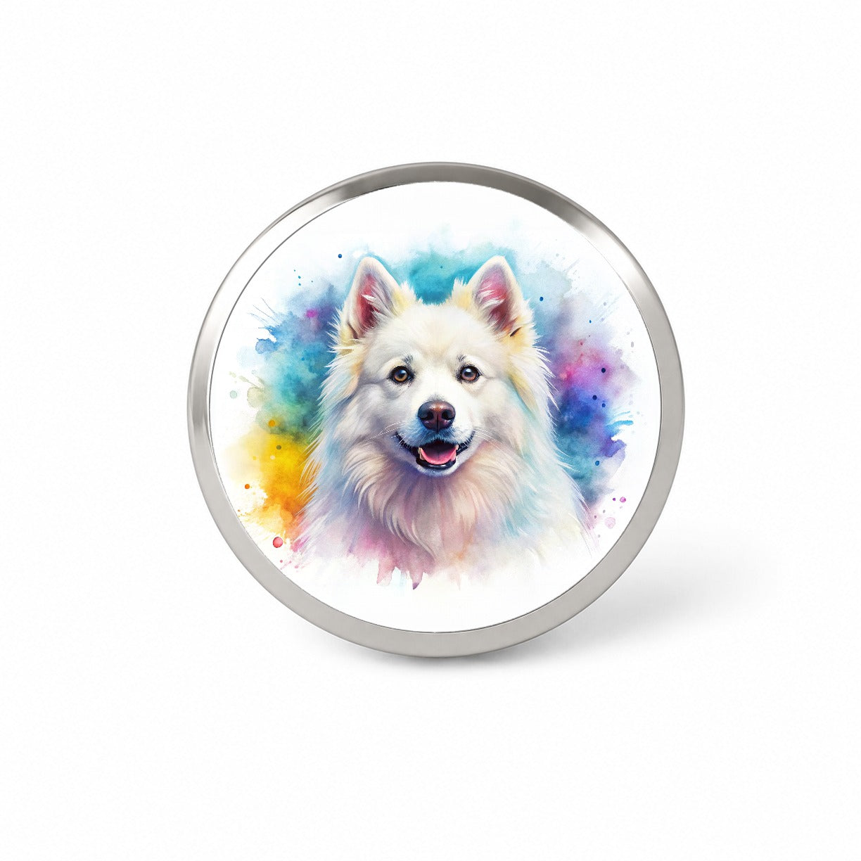 American Eskimo Dog Watercolor Style Novelty Hat Backpack Lapel Pin