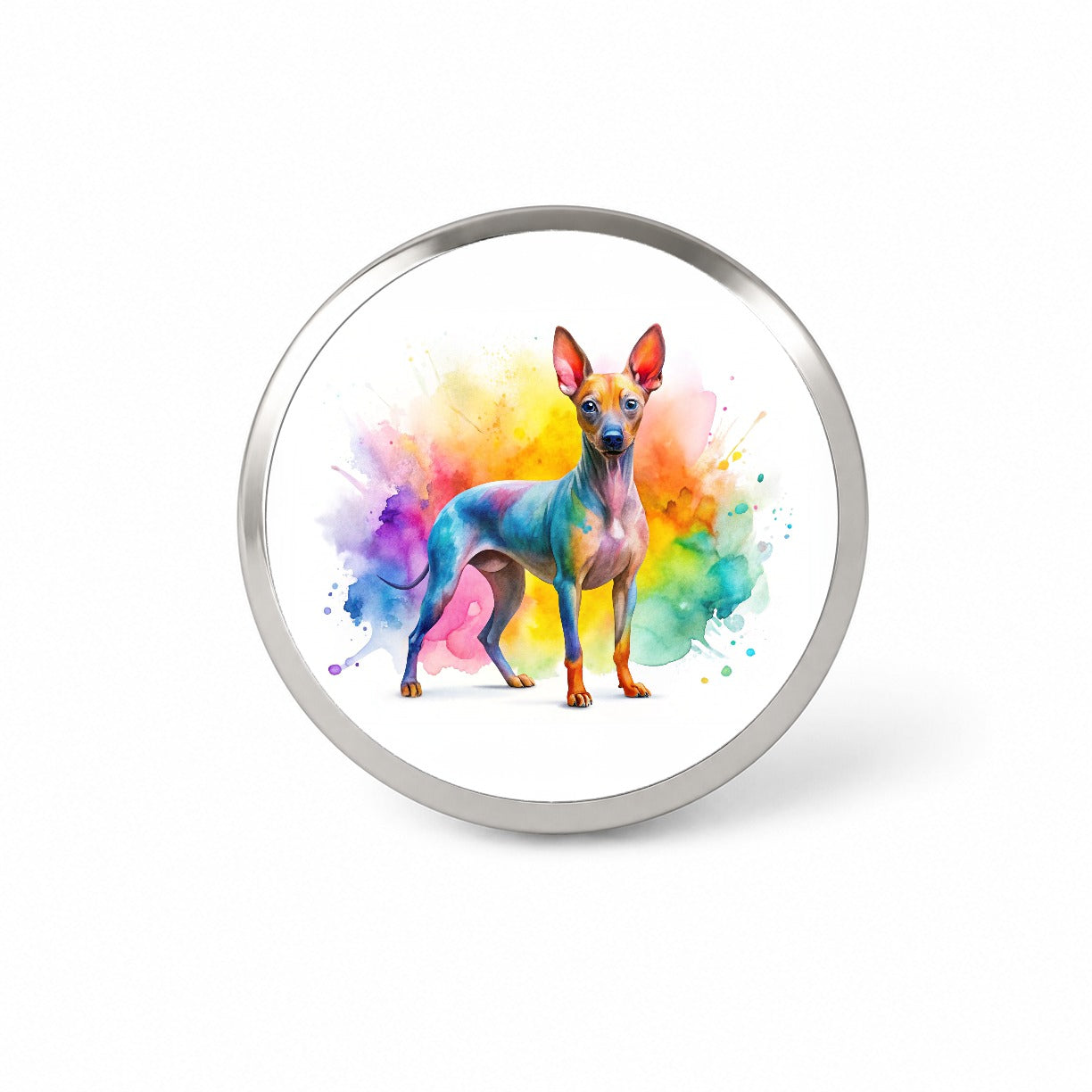American Hairless Terrier Dog Watercolor Style Novelty Hat Backpack Lapel Pin