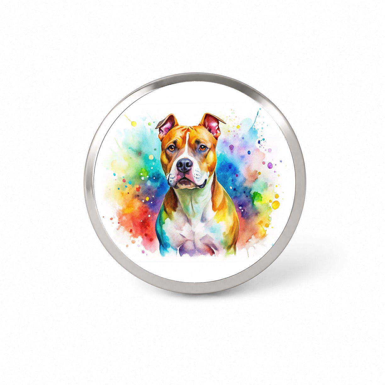 American Staffordshire Terrier Dog Watercolor Style Novelty Hat Backpack Lapel Pin