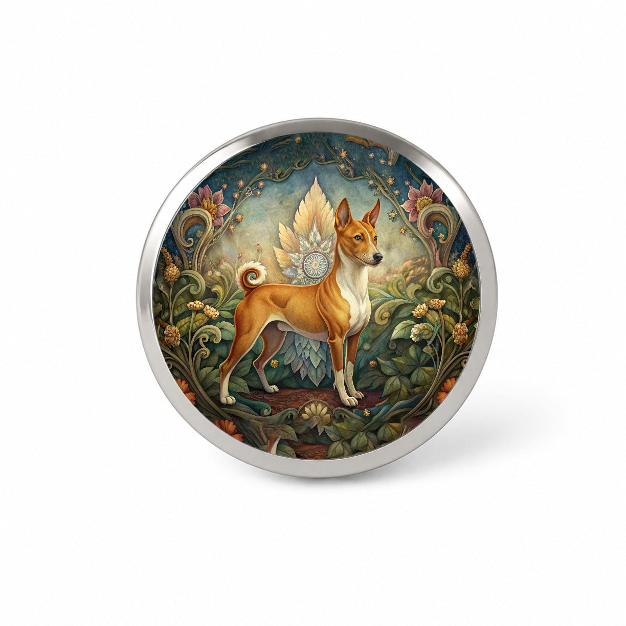 Basenji Dog Art Nouveau Novelty Hat Backpack Lapel Pin