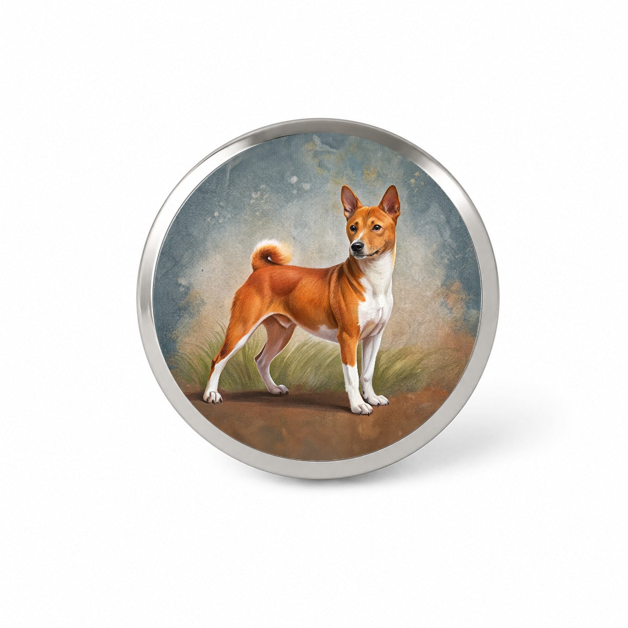 Basenji Dog Illustration Novelty Hat Backpack Lapel Pin